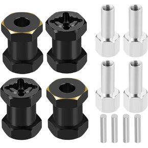 4PCS 12mm Hex Drive Hubs Combiner Coupler Counterweight Brass Extended Hex Wheel Hubs 17mm/20mm/25mm Thick Wheel Spacers Offsets for 1/10 SCX10 90046 D90 RC Crawler Car Upgrades (17mm)