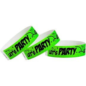 WristCo Let's Party Tyvek Wristbands for Events - 500 Count - Comfortable Tear Resistant Paper Bracelets ID Wrist Bands for Concerts Festivals Admission Party Identification Tours