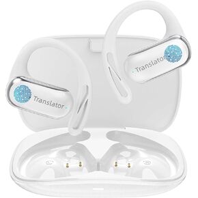 Wooask AI ترجمة سماعات الأذن في الوقت الفعلي ، 144 Language Translator Open Open Ear Design 3-in-1 AI Translation Translation Time F56 White (بدون حزمة غير متصلة) (بدون حزمة غير متصلة)