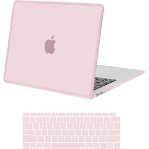 MOSISO Compatible with MacBook Air 13 inch Case M1 2022 2021 2020 2019 2018 A2337 A2179 A1932, Soft TPU Frame Bumper Anti-Cracking Hard Shell&Keyboard Cover for MacBook Air M1 Case 13.3, Rose Pink