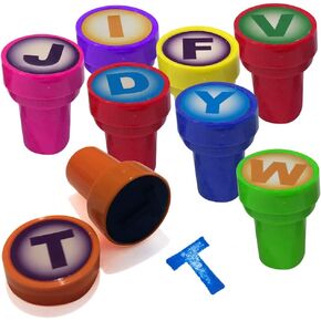 ArtCreativity Alphabet Stampers للأطفال ، مجموعة من 26 ، طوابع ذاتية مع الحبر الأزرق ، ألعاب التعلم الأبجدية مع الحالات ذات الألوان الزاهية ، لوازم الفنون والحرف للأولاد والبنات ، فكرة هدية رائعة
