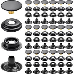 Elesunory 75 Set Metal Snap Fastener Kit, 15mm Leather Snaps, Sew-on Snap Buttons, Snap Button Press Stud Cap for Fabric Bag Coats Clothes Jackets Jeans
