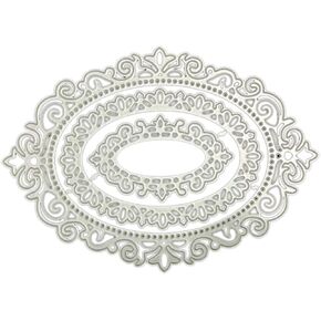 3D Vintage Oval Lace Border DIY Die Cut for Card Making Frame Cutting Die Embossing Templates for Photo Scrapbook Crafts Photo Frame Cutting Dies for Card Making Metal Lace Border Embossing Die-Cuts