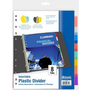 BAZIC 3-Ring Binder Dividers w/ 8-Insertable Color Tabs