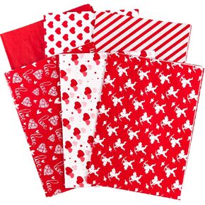 Whaline Valentine's Day Tissue Paper 90 Sheet Love Heart Pattern Bulk Gift Wrapping Paper 6 Design Red Decorative Art Paper for DIY Crafts Birthday Wedding Gifts Packing Decor, 19.7 ×13.8 in