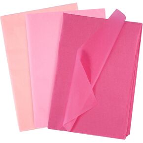 60 Sheets Pink Tissue Paper, 3 Colors Gradient Pink Wrapping Paper Wrap Bags for Packaging Gift DIY Art Paper Sheets for Birthday Valentine's Day Christmas Party Wedding Baby Showers Craft Packing