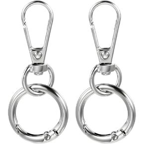 Mabor 2Pcs Swivel Clasp Swivel Snap Hook Double Opening Key Chain Clip Hooks with O Key Ring for Keys Lanyards Making Metal Swivel Clasp Clip Lobster Clasp Keychain Clip