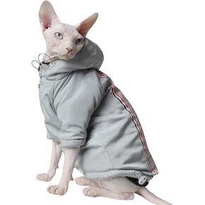 Winter Warm Thickness Windproof Cat Jacket Cat Clothes for Sphynx Cats, Devon Rex Cats, Cornish Cats, Small Cats and Dogs (Medium)
