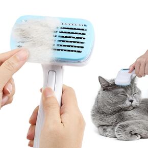 Pet Grooming Cat Hair Brush - Self Cleaning Brushes for Long and Short Haired Cats Dogs | Shedding, Matted Fur, Undercoat Cleaner Tool | Soft Bristle, One-Click Release Button