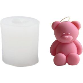 Leadigol Cute Bear Scented Candle Mould for Candle Making, Resin Casting Candle Molds Home Decoration Silicone Mould for Resin Bear Clay Mould Soap Mould