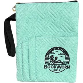 Padded Book Sleeve with Zipper, (TURQUOISE, 11 X 9)