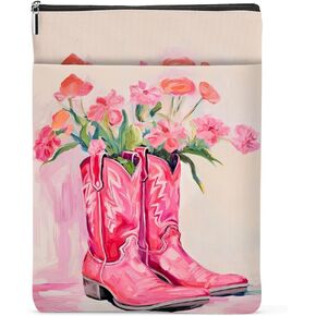 Aesthetic Boho Pink Western Book Sleeve Book Cover Cowgirl Accessories for Women Girls Teacher Best Friends Graduation Friendship Christmas Birthday Book Lovers Gifts Book Protector with Zipper