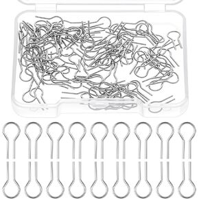 300 PCS Pendant Ornament Wires High Fire Wire High Temperature Nichrome Wire Jump Rings, R-Shaped Hanging Burning Needle with 1 Plastic Storage Box Glass Fusing Supplies for DIY Pendant Bead Ornaments