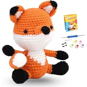 AURAFUL Crochet Kit for Beginners, Easy Crochet Starter Kit with Step-by-Step Video Tutorials, Complete DIY Crochet Kits Animals for Adults, CP3HL