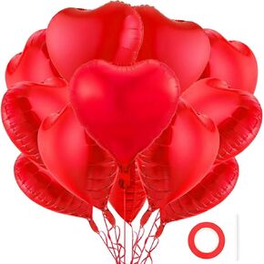 12Pcs Red Heart Balloons,18 Inch Red Heart Shape Balloons Love Balloons Valentine Balloons for for Valentines Day Wedding Brithday Decorations