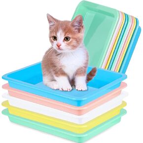 10 Pcs Small Litter Box for Kittens,Plastic Portable Small Litter Pan Waterproof Bunny Cat Litter Box,Multi Color Durable Nonstick Litter Tray Travel Toilet for Small Pet Guinea Pig Rabbit Low Entry