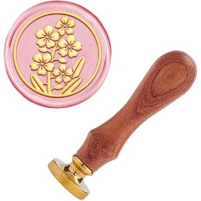 CRASPIRE Flower Wax Seal Stamp Do Not Forget Me Sealing Wax Stamps Retro Wood Stamp Wax Seal 25mm Removable Brass Head Wood Handle for Wedding Invitations Envelopes Embellishment Gift Card