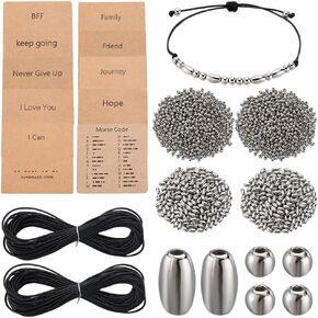 SUNNYCLUE Morse Code Bracelet Making Kit Morse Code Beads Morse Code Bracelets Bulk Barrel Round Spacer Beads Morse Code Display Card Waxed Cord for Jewelry Making DIY Handmade Crafts Supplies