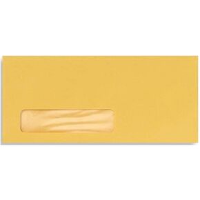 LUXPaper #10 Business Window Envelopes | Commercial Flap | 4 1/8" x 9 1/2" | Goldenrod Yellow | 60lb. Text | 50 Qty