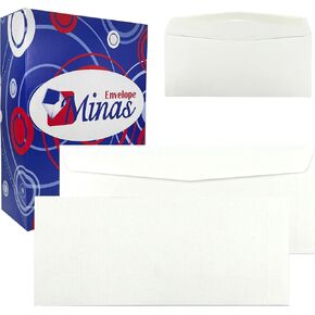 500 Minas Envelope #10 Business Envelope, 4 1/8 X 9 1/2, Gum Flap, 24lb. White Paper, (NO WINDOW) (500 Envelopes)
