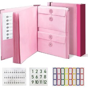 Document Organizer,Folio Folders with Pockets,File Organizer for Paper,Important Documents, Expanding File Folder for Office and School,in Case I Go Missing Binder(Pink,2In Thick)
