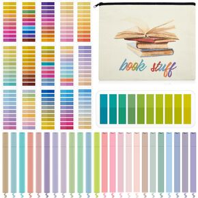 Book Annotation Kit, Bible Journaling Kit, 3200 Gradient Transparent Sticky Tabs, 24 Highlighter Marker, 1 Pencil Case Pouch Annotating Study Supplies for Book Lover Reading Aesthetic Gift