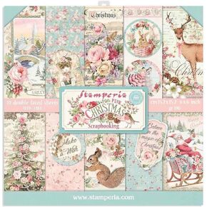 STAMPERIA INTL, KFT (3PL) Stamperia-Scrapbooking Pad-Double Face-Pink Christmas, Multicoloured, 15.24x15.27