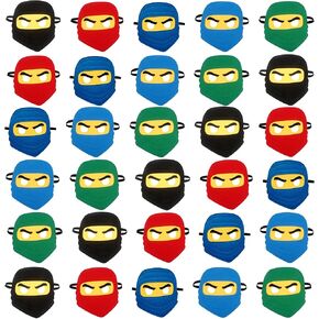 30 PCS Kids Ninja Masks Loxt Felt Mask Ninja Costume Mask for Boys Girls Halloween Ninja Meeved Party Supplies Hig