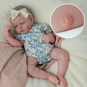 SCOM Realistic Reborn Baby Dolls Loulou 20 Inch Anatomically Correct Silicone Baby Girl, Real Life Newborn with Full Body Vinyl for Kids Age 3+