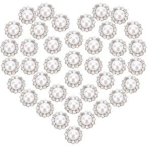 200 Pcs 12mm Rhinestone and Pearl Buttons for Clothing, DIY Craft Projects, Sewing Accessories, and Shoes