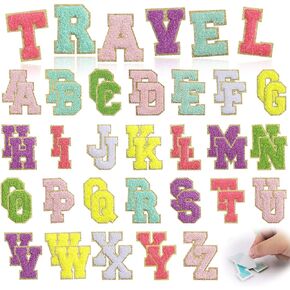 52 Pcs Chenille Letter Patches, Self Adhesive Chenille Patches, Embroidered Patch for Clothing