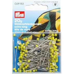 Prym 1-7/10" Extra-Long Glass Head, Yellow Straight Pins, Silver, 200 Count, 43 x 0,60mm