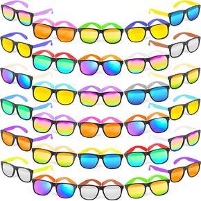 32 Pack Sunglasses Bulk with UV Protection, 16 colors Neon 80s Retro Plastic Sun Glasses Toy, Summer Pool Party Favors, Beach Party Supplies, Gift for Birthday Goody Bag Filler School Classroom Prizes