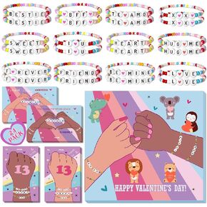 Valentines Day Cards for Kids School - 24 Pack Valentines Bracelets for Kids, Friendship Valentines Cards, Valentines Day Gift for Girls, School Classroom Valentines Day Exchange Gift