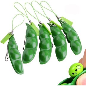 Edamame Keychain Fidget Toys, Squeeze-a-Bean Puchi Puti Mugen Keyring Pea Keychain Soybean Toys Gift (3)