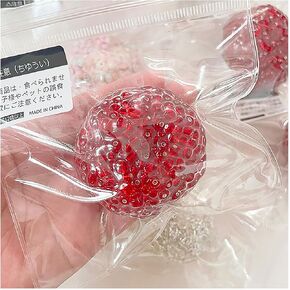 Handmade Stressball,Grape Stressball,Shapeable Vacuum Ball Stress Ball,Sensory Fidget Squeeze Toy for Stress Relief,Perfect Desk Accessory for Adults (red)