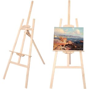 Wooden Painting Easel, Easel Stand for Oil Painting Canvas, Adjustable＆Folding, Hold Canvas up to 48'', Art Easel for Drawing, Display Painting, Wedding Sign, Art Poster,for Kids Adults Artist