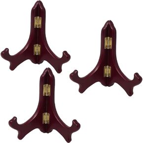 BANBERRY DESIGNS Easel Wooden Folding Premium Quality - Mahogany Finish - Pack of 3 - 4" H - Ideal for Small Plates Plaques Books Tiles