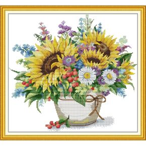مجموعات غرزة CrossDecor مختومة ، ونمط زهرة المتقاطع المتقاطع إبرة المبتدئين للمبتدئين ، والفنون التطريز والحرف اليدوية لهدايا ديكور الجدران المنزلية الورود 30 × 33 سم