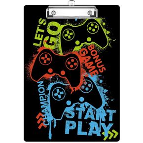 Gaming Game Clipboard, Video Game Controller Decorative Clip Board with Metal Clip Cute Plastic Clipboards A4 Standard Size 8.5" x 12.5" for Nurses, Students, Office