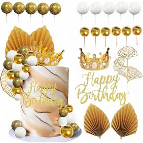 Balls Cake Toppers White Gold Balls Cake Toppers Crown Cake Toppers Boho Wedding Baby Shower Party Decoration