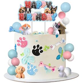 كعكة الكلاب توبيبر - 32 ٪ التماثيل واقعية الكلب لوازم حفلة عيد ميلاد مع الكلاب العظم Bone Baloons الديكور الحفلات للأولاد