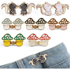 Instant Pant Waist Tightener - Squirrel Mushroom Button Pins,Tool-free Adjustable Loose Waist Buckle for Women Men Kids