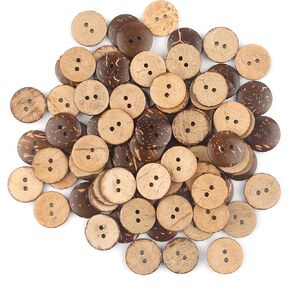 100 PCS Natural Coconut Shell Wooden Buttons, 2 Hole 3/4 Inch Brown Sewing Buttons Large Buttons for Crafts Sewing, Shirt, Clothing Replacement, Buttons Crochet Projects Crafts Decoration