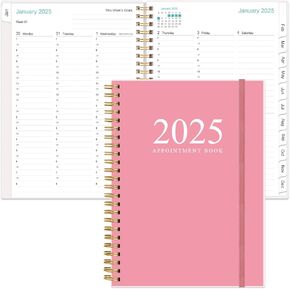 2025 Appointment Book & Planner - 2025 Hourly Planner from January 2025 - December 2025, Weekly Appointment Book with 30-Minute Interval, 6.4" x 8.5", Pink
