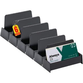 Always23 Business Card Holder for Desk, Black Business Card Holder Display Stand, Plastic, 3 3/4" x 1 13/16" x 1 3/8" - 6 Pack