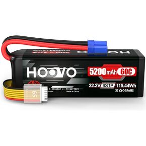 HOOVO 6S 5200mAh 22.2V 60C LiPo Battery with EC5 Plug for RC Helicoptor Airplane Quadcopter UAV Drone FPV