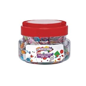 Colorations® Sparkly Self Self Gem Jar ، وأشكال وألوان متنوعة ، وإنشاء الحرف والمشاريع ، والأنشطة الجماعية ، والمخيم الصيفي ، والمراكز العليا ، تقع القطع حوالي 3/8 "W ، 900 قطعة