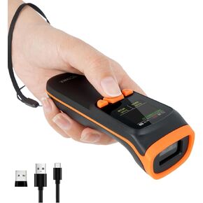 OBZ Mini 2D Bluetooth Barcode Scanner with LCD Screen Display, 3-in-1 Bluetooth & USB Wired & 2.4G Wireless Bar Code Scanner Portable QR Code Scanner for Tablet iPhone MacOS Android iOS Windows PC POS