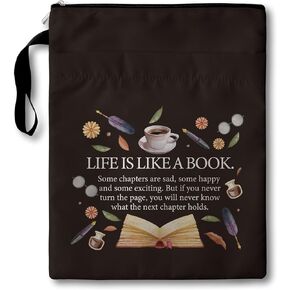 Book Sleeve Book Lover Gifts, Coffee and Books Themed Book Protector with Zipper, 11 X 9 Inch Waterproof Book Covers for Paperbacks, Book Pouch Gifts for Women Coffee Lover Bookish Reader, c06
